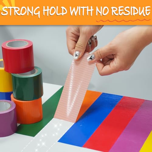 Image of SWRT 12-Pack Rainbow Colored Duct Tape 10 Yards x 2 Inch Heavy Duty, Waterproof Color Duct Tape Tear by Hand, Strong Adhesion No Residue for DIY, Packing, Marking and Arts & Crafts