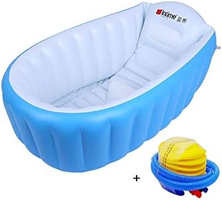 Inflatable Baby Bathtub Kid Infant Toddler Infant Newborn Inflatable Foldable Shower Pool (Blue)
