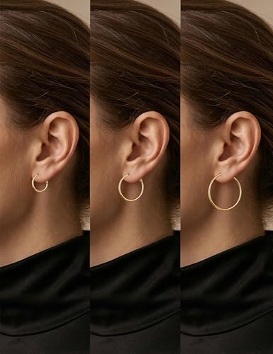 Image of Gacimy Gold Hoop Earrings for Women, 14K Gold Plated Thin Hoops