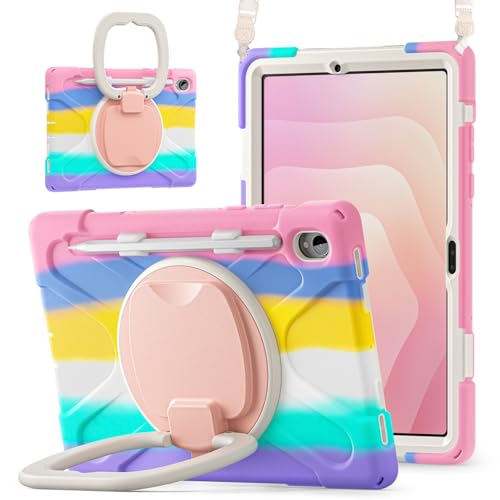 Coque Galaxy Tab S11 antichoc JZ avec poignée ergonomique et support 360 rose
