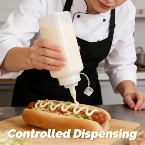 Botellas exprimibles para condimentos de plástico reutilizables con dosificador de cocina 4
