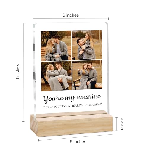 Image of Giftplease Customized Photo Frame with Wooden Stand | Transparent | Personalized Couple Picture Frame Gift for Girlfriend, Boyfriend, Husband, Wife |Anniversary, Wedding, Valentine s Day C 02