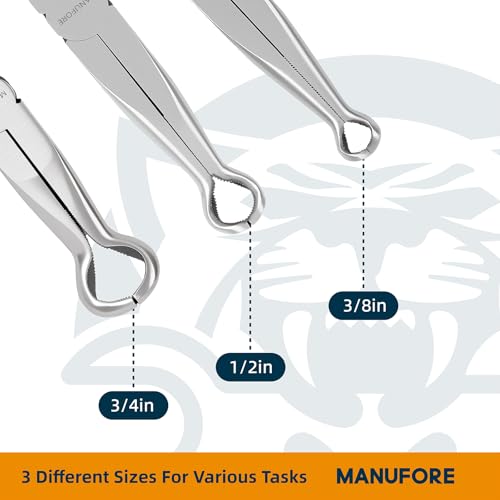 Image of MANUFORE 3PCS 11-Inch Long Reach Hose Gripper Removal Pliers Set | 3-Piece Set, 3 /8 inch, 1 /2 inch, 3 /4 inch Serrated Ring Jaw, Comfort Grip for Better Control, High Carbon Steel, for Various Hose