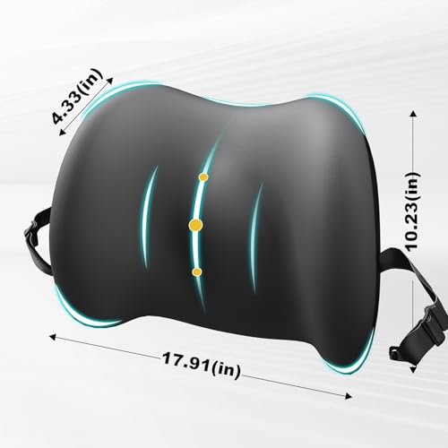 Image of Cooling Lumbar Support Pillow for Car,Memory Foam Car Seat Back Support Pillow for Summer Driving,Cool-Touch Back Cushion with Strap for Pain Relief,Ergonomic Back Cushion for Chair(Gray Cooling)