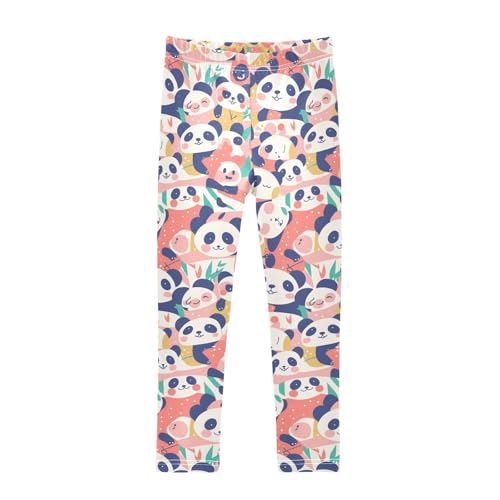 KLL Panda Bear Face Toddler Girls Cotton Pants Comfortable High Waisted Activewear Running