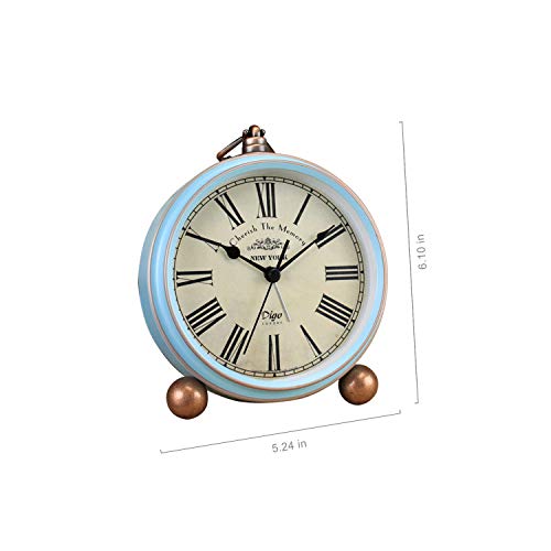 HeQiao Vintage Silent Non-Ticking Desk Alarm Clocks (Blue) - Thumbnail 5