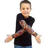Wild Rose 720 Kids Tattoo Shirt Cotton Tee with Mesh Sleeves, Black (10/12, Salvation)