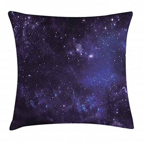 Ambesonne Galaxy Throw Pillow Cushion Cover, Celestial Stars in Night Sky Stardust in Clouds Fantasy World of Space, Decorative Square Accent Pillow Case, 20