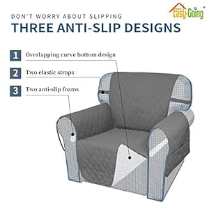 Easy going sofa slipcover loveseat cover waterproof couch cover washable sofa cover for 2 cushion couch non slip fabric furniture protector with pocket for pets kids dog cat loveseat grey medium  urban country home decor