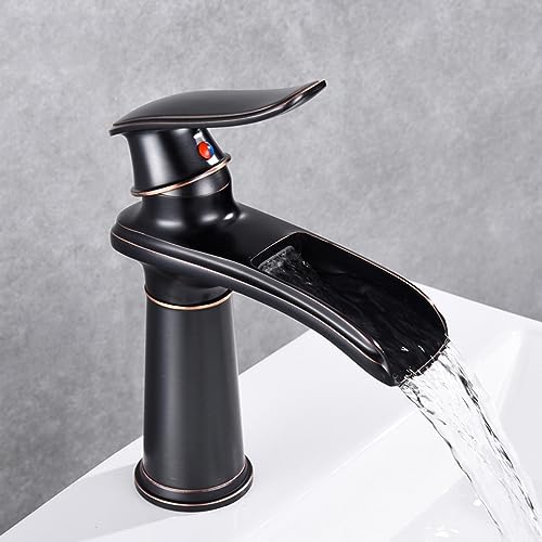 Robinet cascade noir antique style rétro chic pour lavabo de salle de bains