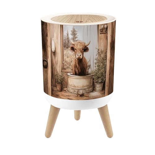 Bote de basura pequeño con tapa diseño vaca 7L