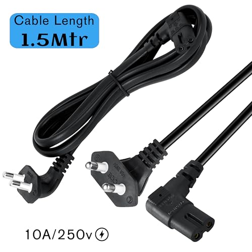 Image of Storite 1.5Mtr 2-pin L-Shape Universal Replacement AC Power Cord Cable Wire for Printer, Laptop PC Notebook Computer