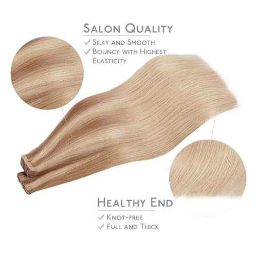 Image of WENNALIFE Tape in Hair Extensions Human Hair, 40pcs 80g 12 inch Ash Beige Blonde Blend Hair Extensions Real Human Hair Straight Tape in Extensions Invisible Human Hair Extensions Reusable Real Hair Ex