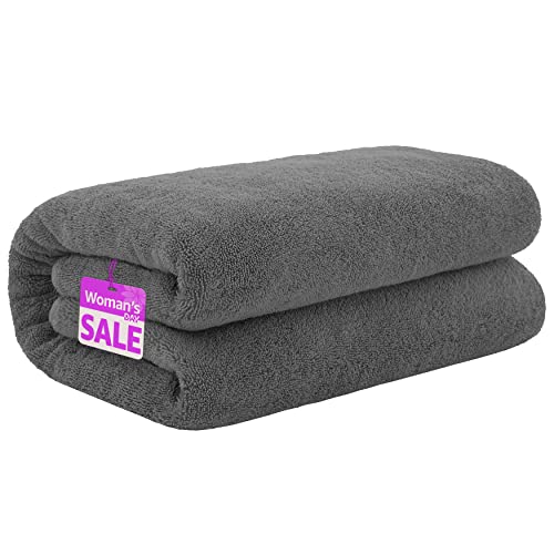 Cotton Paradise Oversized Bath Sheet, 100% Cotton 40X80 Clearance Bath Towel Sheet, Jumbo Large Bath Towel For Bathroom, Dark Gray Bath Sheet #TOP26