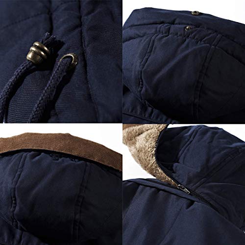 Image of PRIJOUHE Men's Winter Coats Down Jackets Outerwear Long Cotton Coat Men Thick Warm Fur Jacket Coat Overcoat