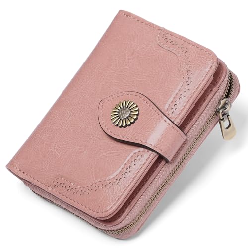 SENDEFN Leather Purses for Women, RFID Blocking Small Wallets for Women, Ladies Purse with Multiple Card Slots and Zipper Compartment