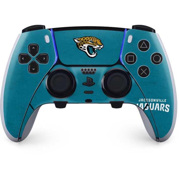 Skinit Decal Gaming Skin Compatible with PS5 DualSense Edge Pro Controller - Officially Licensed NFL Jacksonville Jaguars Distressed Design