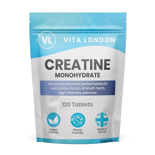 Creatine Monohydrate Tablets 2,000mg | 120 Creatine Supplement Tablets (Not Capsule or Powder) | 1 Month Daily Supply | Made in UK | Vegan