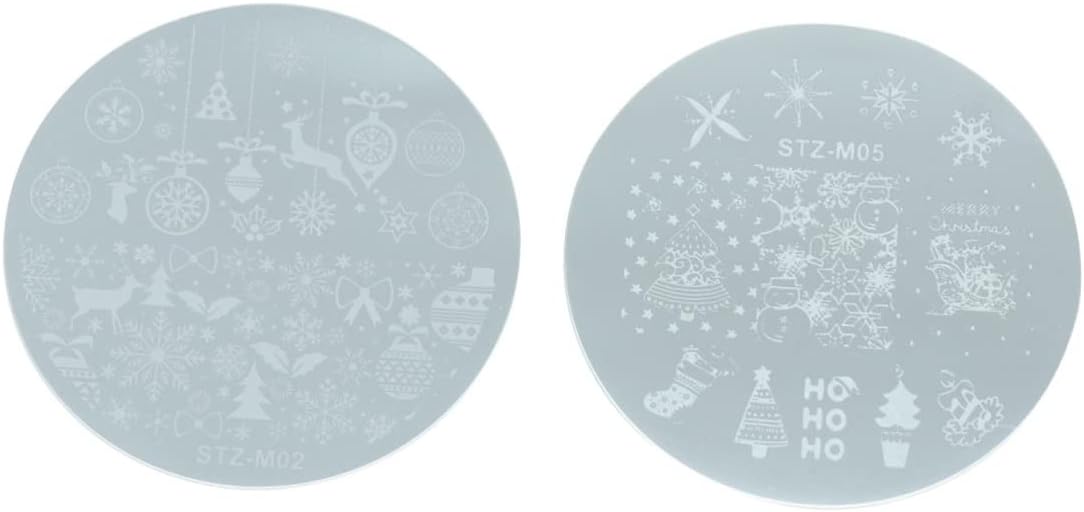 Beatifufu 5Pcs Clear Jelly Nail Art Stamper Christmas Nail Stencil Christmas Nail Stamping Plate Kit Nail Kit Set Nail Decor Kit Nail Stamp Kit Mould Template Peg Board Major Guide Stickers