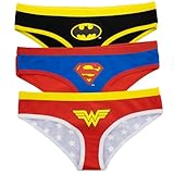 COCO BRANDS Justice League Women's Cosplay Bikini Panty Underwear 3-Pack (US, Alpha, Medium, Regular, Regular) Multi