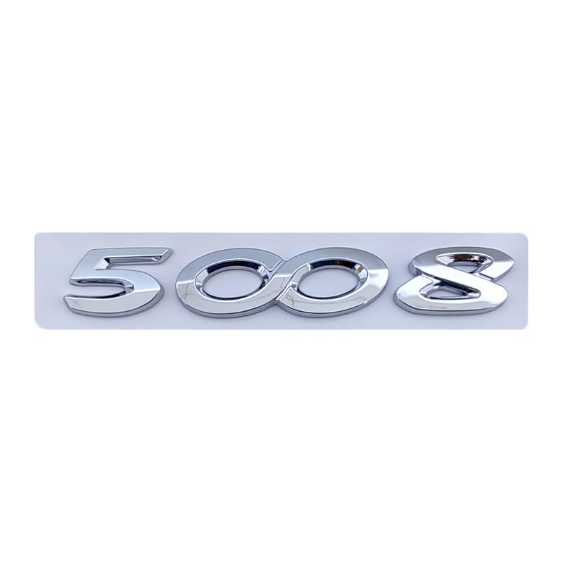 Calcomanía 3D ABS cromada negra for el maletero trasero del coche, emblema, insignia, letras, número, pegatina apta for Peugeot 2008 3008 4008 5008, accesorios(5008 Chrome)