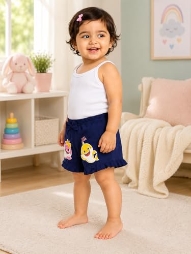 Image of BODYCARE KIDS Infant Baby Girls Cotton Antiviral Printed Shorts | Soft Breathable Elastic Waist Casual for Toddlers & Infants | Comfortable Summer Baby Bottoms for Girls