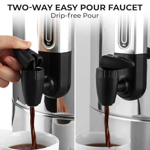 Image of Zulay Kitchen 50 Cup Coffee Urn Commercial Coffee Maker, Hot Water Urn - Large Coffee Maker With Double-Wall Stainless Steel, Quick Brew, Stays Hot for Tea & Beverage at Events & Catering - Silver