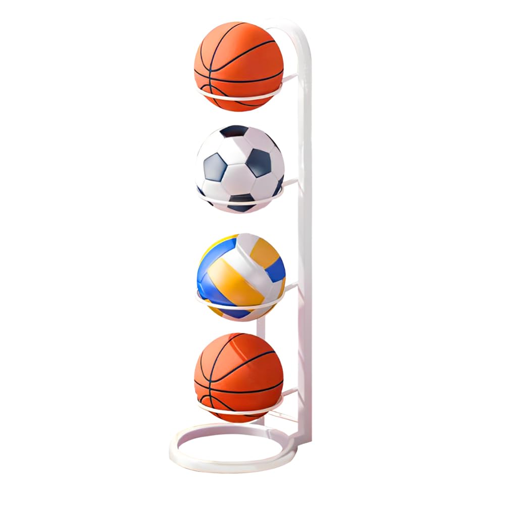 XPJBKC Estante de Almacenamiento de Pelotas, 4 Niveles Soporte de Exhibición Vertical, Soporte para Balón de Fútbol, Soporte de Fútbol Baloncesto Extraíble, Soporte Vertical para Pelotas de Futbol — view 8