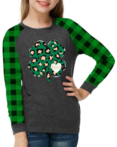 Image of Remimi Girls Thanksgiving Shirts Buffalo Plaid Raglan Tee Cute Turkey Holiday Party Long Sleeve Tshirt 5-14 Years