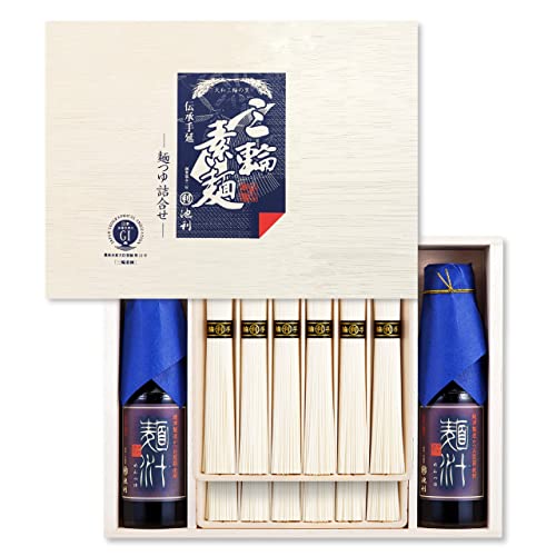 池利 三輪そうめん つゆ付き 12束 600g 木箱 贈答用 ギフト