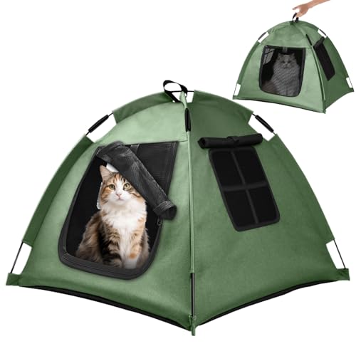 Portable Pet Tent, Full-Enclosure Zippered Mesh, Indoor & Outdoor