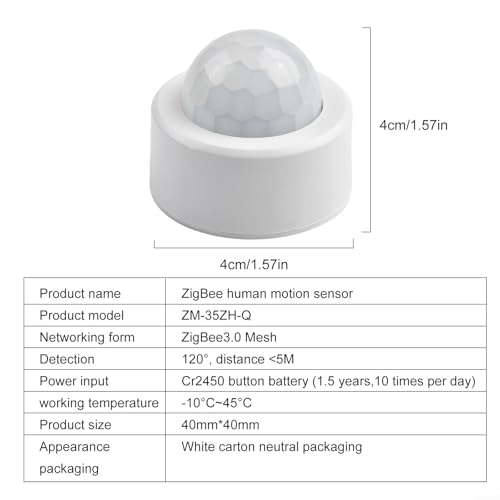 Zigbee3.0 PIR Sensor de movimiento para Tuya para hogar inteligente, para mini detector de movimiento corporal inalámbrico, sensor de luz infrarroja, automatización del hogar - imagen 3