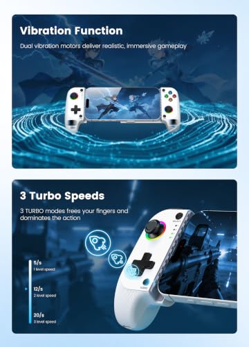 Image of NinjaPlusOX Wireless Phone Controller for iPhone /Android with Hall Joystick, Wireless Mobile Game Controller Support Xbox Game Pass, Steam Link, Call of Duty, Roblox, Handheld Gaming Gamepad, White