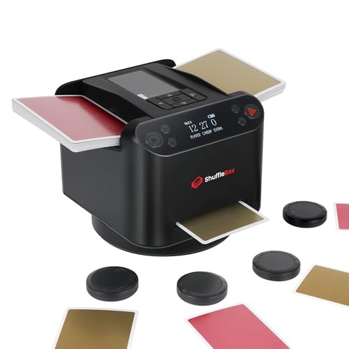 ShuffleBox G1 Pro Automatische Kartenmischer und Kartensender 2 in 1,Ultra leise,für UNO, Taco Cat Ziegenkäse Pizza, fünf Kronen, Monopoly Deal, Bycicle und Maverick Karte (Schwarz)