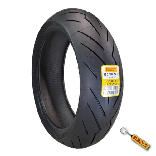 Pirelli Diablo Rosso III 190/50ZR17 73W Rear Motorcycle Tire - High Performance Durable & Reliable Tire for Sport/Street Bikes with Keychain