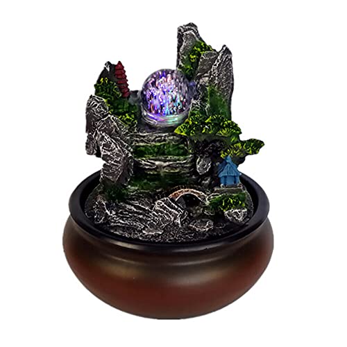 Steingarten Wasserfall Desktop Garten Brunnen Pflanze Zimmerbrunnen Ornament Tisch Springbrunnen Garten Brunnen LED Beleuchtung Desktop-Dekor Cover