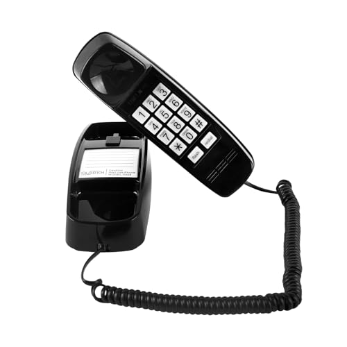 Landline Phones for Home No Ac Power Required Simply Operated Retro Wall Princess Phone with 110DB Loud Ringer & Visual Ringer Lighted Big Button Landline Telephones Designed for Seniors - Black