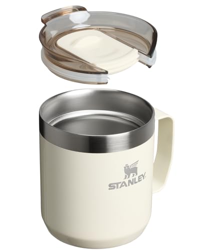 Image of STANLEY Everyday Camp Mug 12oz | Drink Through Lid | Cup for Coffee, Tea and Drinks | Insulated Stainless Steel Coffee Mug | BPA-Free | Cream Gloss