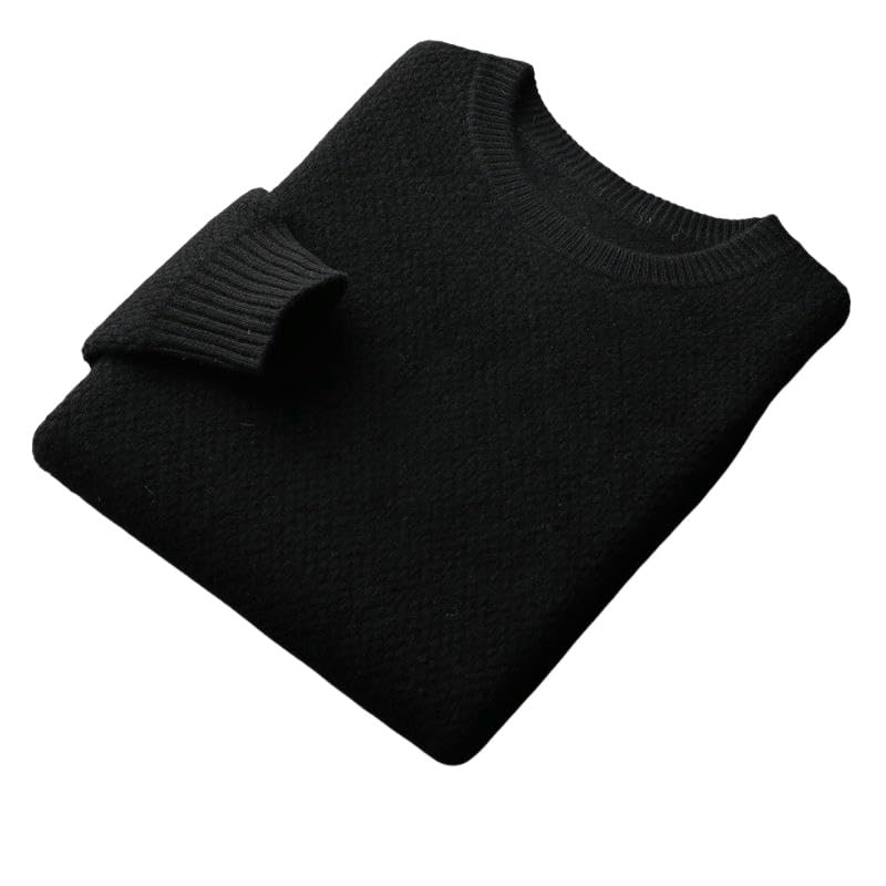 Men's Autumn Winter Casual Thickened Warm Solid Color Round Neck Pullover Base Sweater3