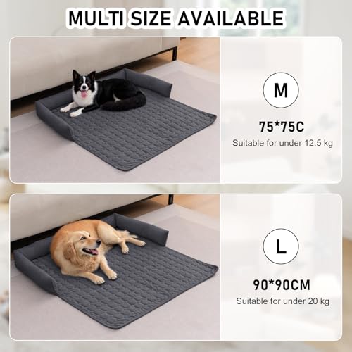 OKYUK Premium Hundebett - Sofaschutz für Haustiere, handgefertigtes und waschbares Hundekissen, Flauschige Hundematte für alle Größen (Kord Kunkelgrau, 75 x 75CM)