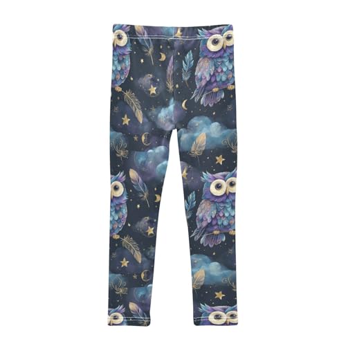 Owl Moon Starry Sky Girls Leggings Kids Yoga Pants Dance Active Tights 4T2
