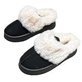 [link bleu] リンクブルー サンダル 厚底 ムートン スリッパ ファー ルーム 外履き 室内 滑り止め レディース (ブラック、24.5cm)