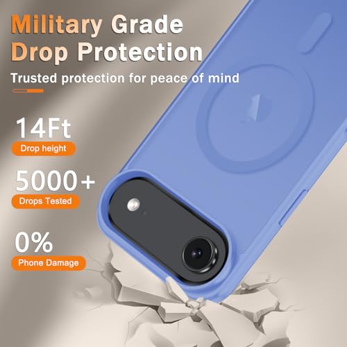 Image of YENAPOON for iPhone Air Case, Matte Magnetic Phone Cover [with 1 Screen Protector] [Support for MagSafe] [Shockproof Military Grade Protection] Translucent Frosted Back, Purple
