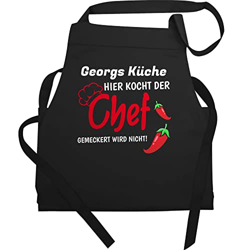 Schürze - Kochschürze Herren Männer - Hier kocht der Chef I Geschenk Kochen I Hobbykoch Geschenk - 60x87 - Schwarz - herrenschürze für die küche küchenschürze koch chefkoch apron