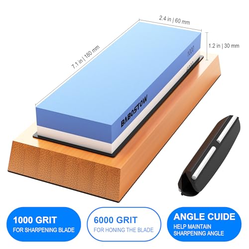 image for BABOSTOW Premium Whetstone Knife Sharpening Stone 2 Side Grit 1000/600