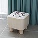 s podnóżek podnóżek stołek do zmiany butów stołek kwadratowy podnóżek lniany podnóżek do sypialni s do salonu, biały kot - 28 x 28 x 25 cm