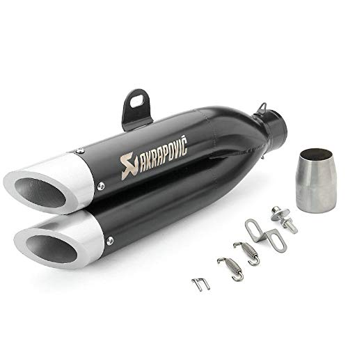 Amazon | バイクスリップオンマフラー バイクサイレンサー 2本の排気管 