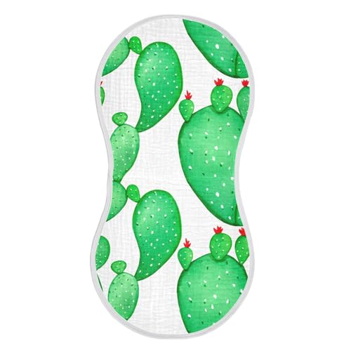 xigua Watercolor Green Cactus Baby Burp Cloths for Newborn Boys and Girls 1 Pack, Soft & Absorbent Cotton Baby Burp Cloth, Baby Washcloths, Newborn Towel, Burp Rags