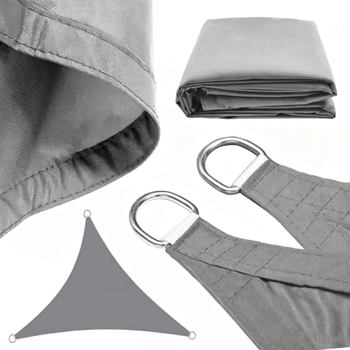 Voile d'ombrage imperméable triangle 4x4x4m grise en polyester anti-UV - 5