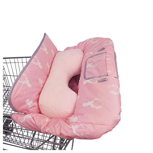 Shopping Cart Covers for Baby Girl with Supportive Pillow, Cotton cart Cover for Babies, Infant High Chair Cover, Machine Washable, Non-Slide degisn, Large (Pink Deer)